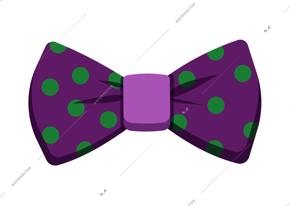 Colorful spotted bow tie male hipster accessory flat vector illustration