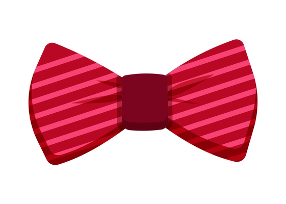 Color striped bow tie on white background flat vector illustration