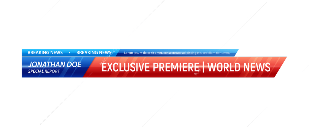 Breaking news lower third television channel bar realistic vector illustration