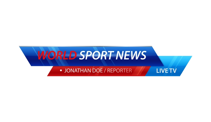 Sport news lower third tv bar on white background realistic vector illustration