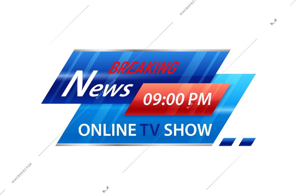 Breaking news television title bar template realistic vector illustration