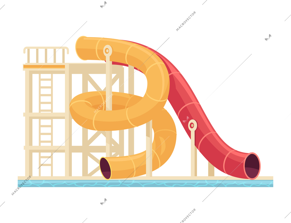 Colorful pipe slides in water park cartoon vector illustration