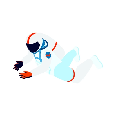 Spaceman under zero gravity in outer space isometric icon on white background vector illustration