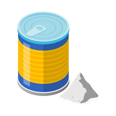 Isometric icon with can of powdered milk for baby feeding 3d vector illustration