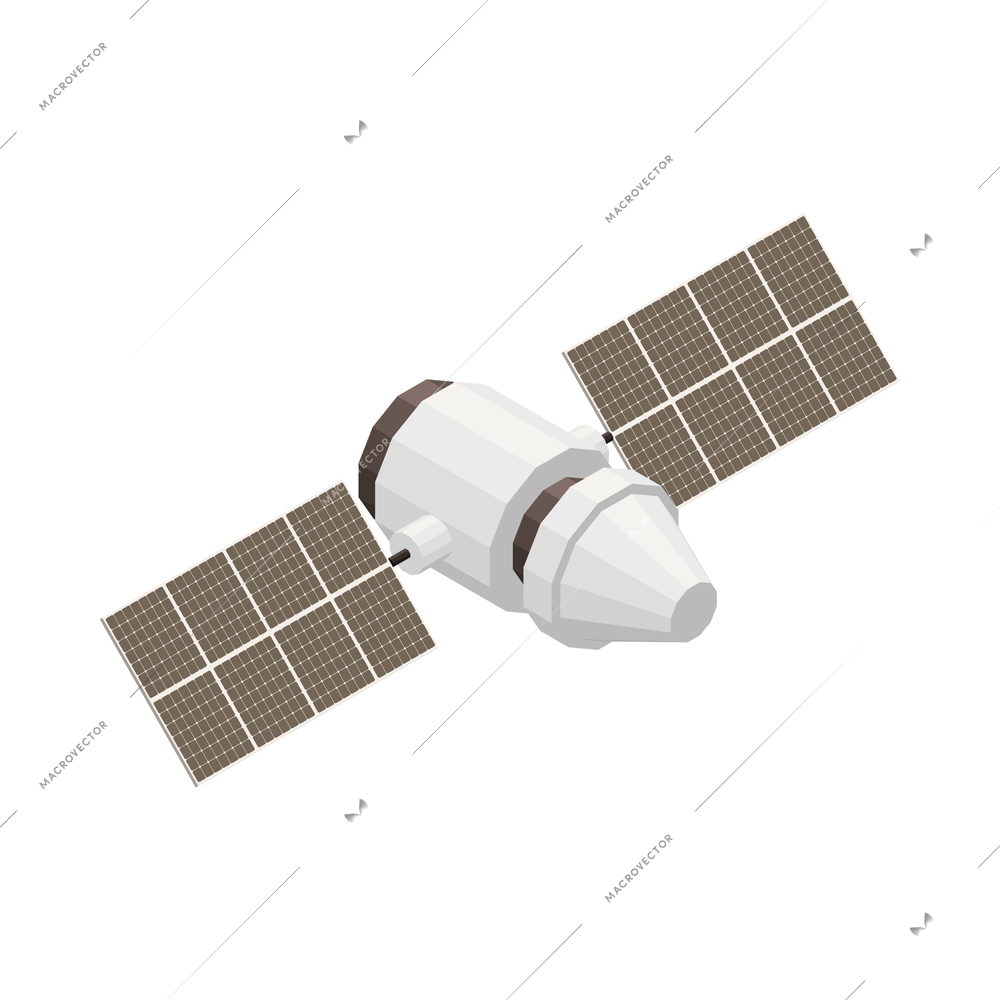 Space satellite isometric icon on white background 3d vector illustration