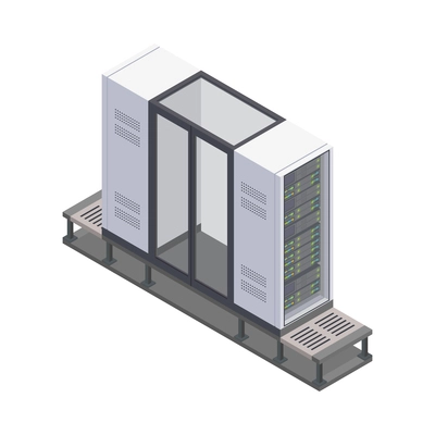 Data center equipment isometric icon on white background 3d vector illustration