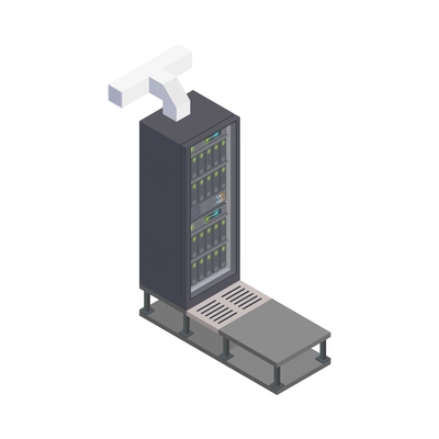 Server rack data center interior equipment isometric icon 3d vector illustration
