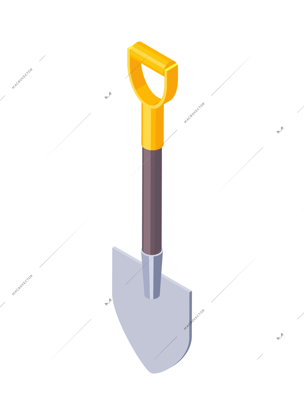 Shovel with yellow handle isometric icon vector illustration