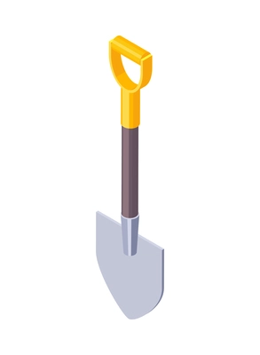 Shovel with yellow handle isometric icon vector illustration