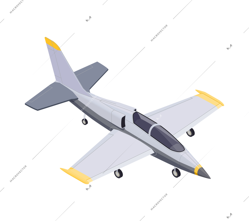 Isometric light training airplane on white background 3d vector illustration