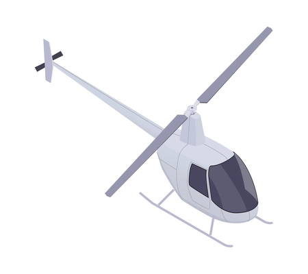 Helicopter small air transport isometric icon on white background 3d vector illustration
