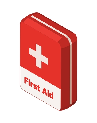 First aid kit red and white box isometric icon 3d vector illustration