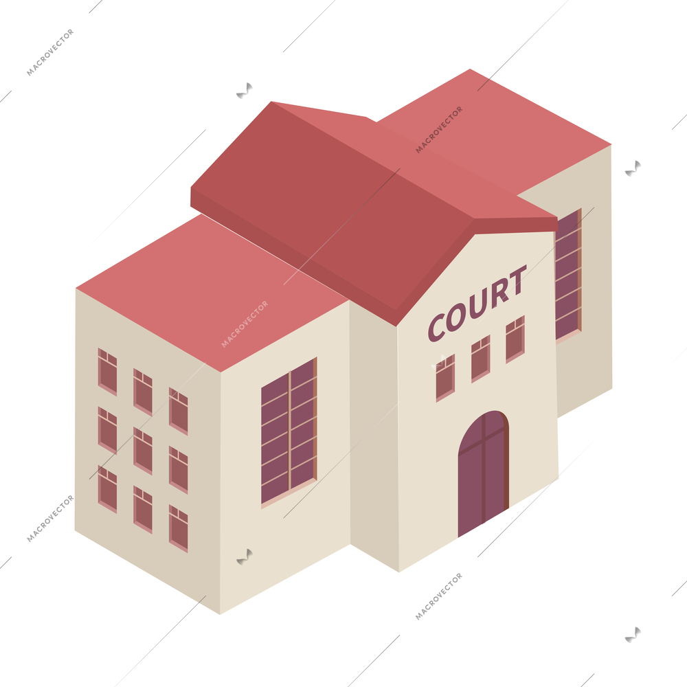 Isometric building of court on white background 3d vector illustration