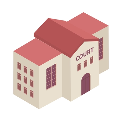 Isometric building of court on white background 3d vector illustration