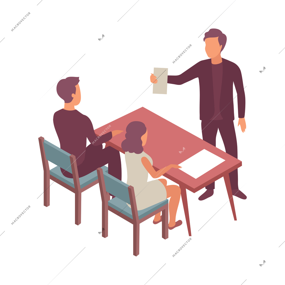 Isometric icon with lawyer giving speech in courtroom 3d vector illustration