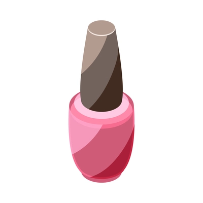 Isometric icon with bottle of pink nail polish on white background vector illustration