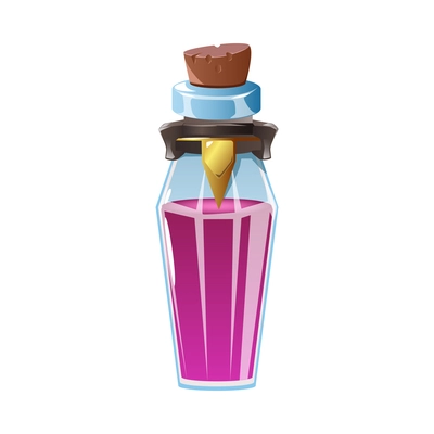 Realistic icon with colored magic potion in glass bottle vector illustration