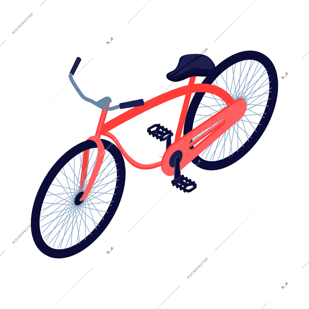 Red bike eco transport isometric icon on white background vector illustration