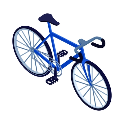 Blue sport travel bicycle icon on white background isometric vector illustration