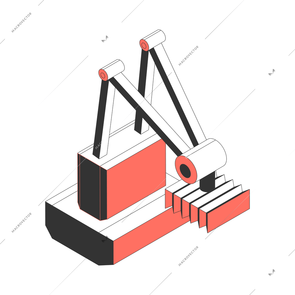 Automated industrial robot isometric icon on white background 3d vector illustration