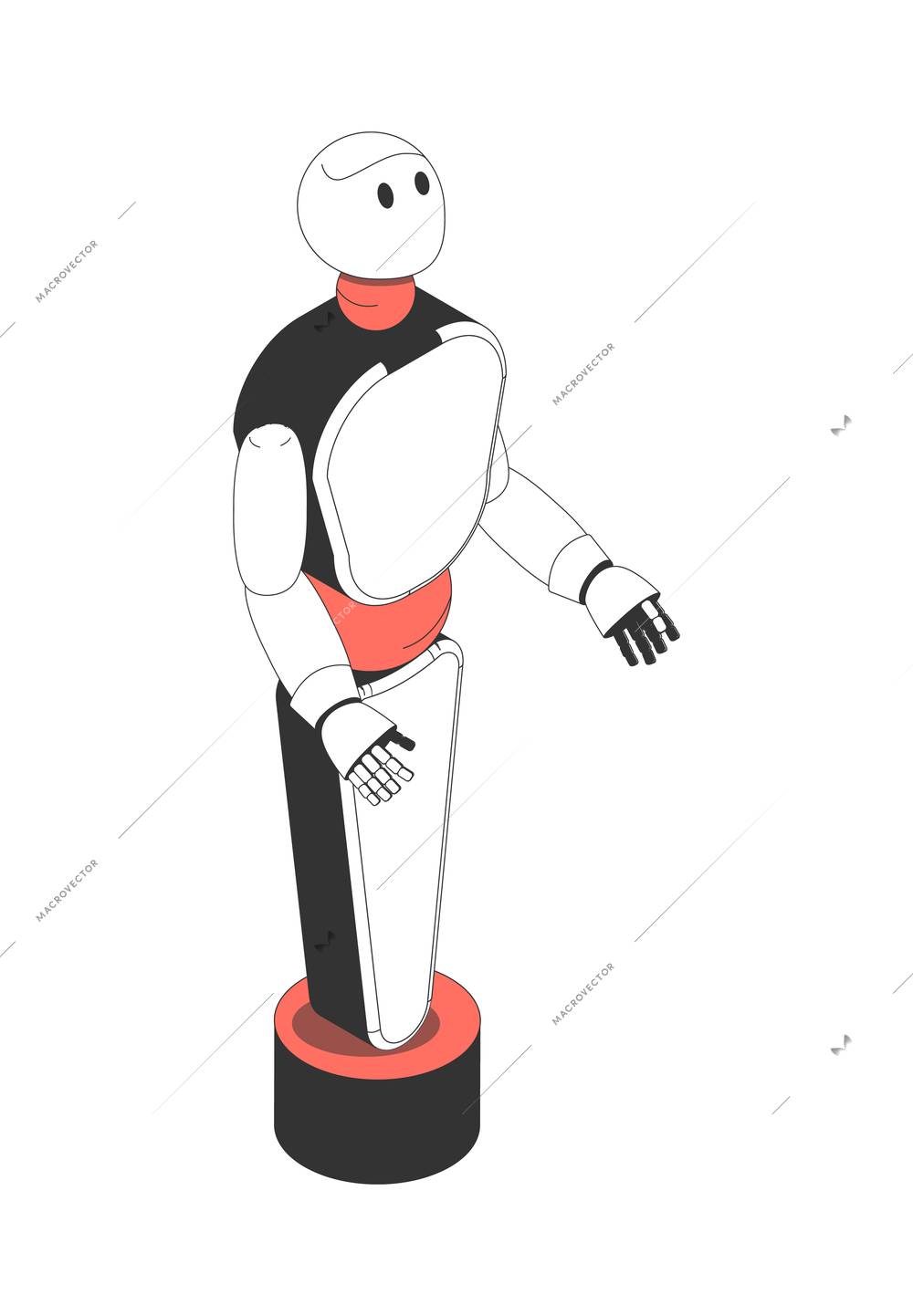 Isometric humanoid digital robotic machine icon on white background 3d vector illustration