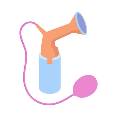 Isometric colorful breast pump device icon on white background vector illustration