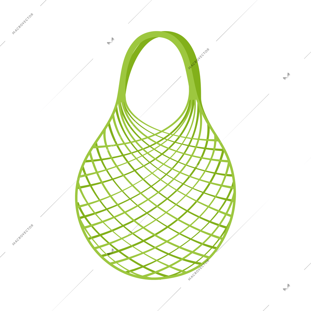 Reusable eco friendly green string bag flat icon vector illustration