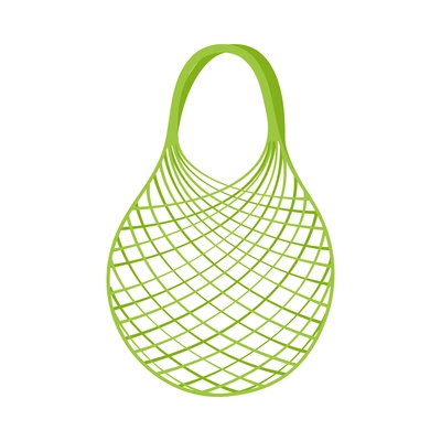 Reusable eco friendly green string bag flat icon vector illustration