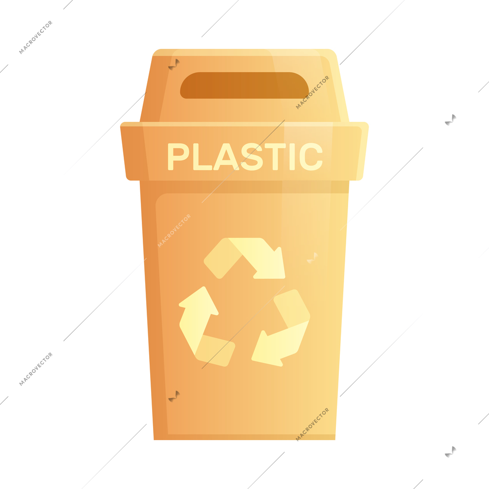 Garbage container for plastic waste on white background flat vector illustration