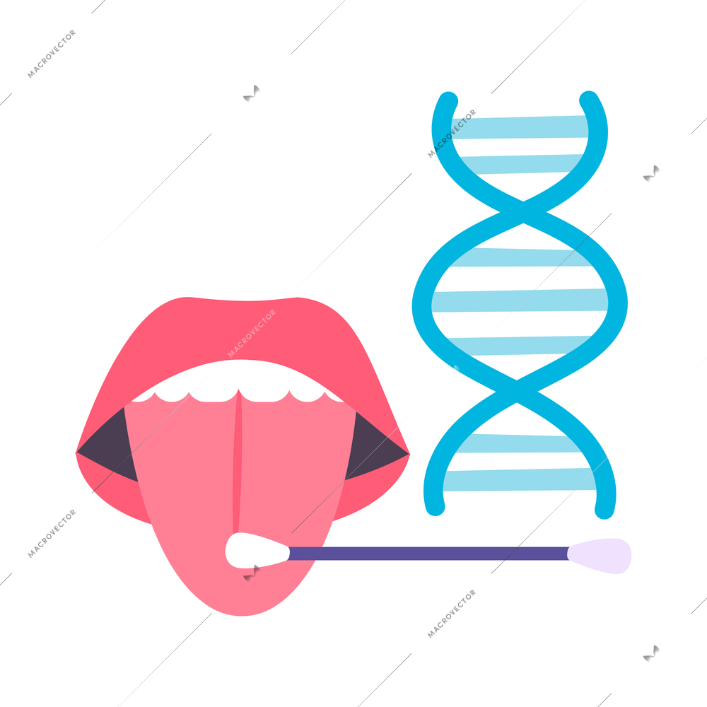 Biometric identification flat icon with saliva recognition vector illustration