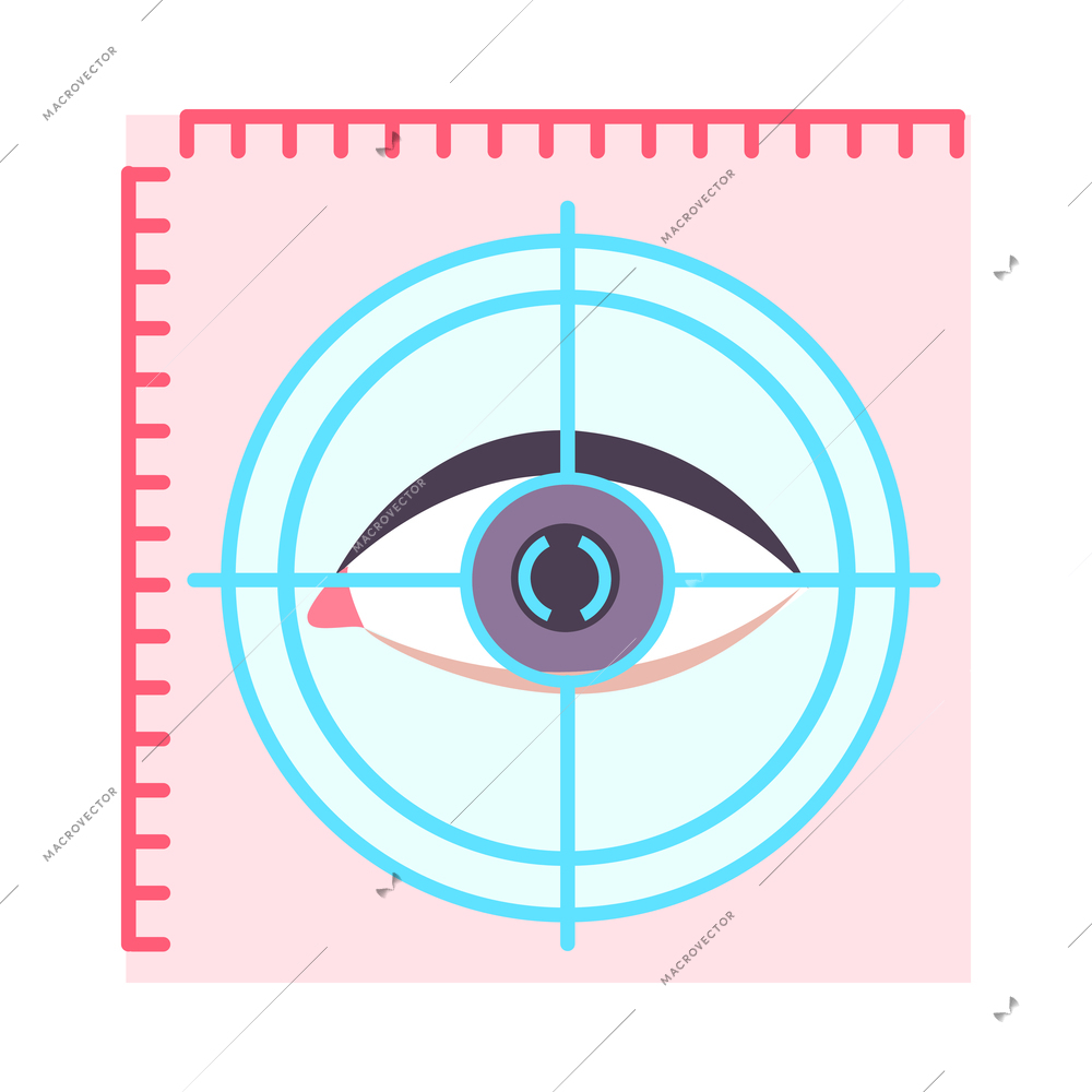 Biometric authentication technology recognition by eye retina flat concept icon vector illustration
