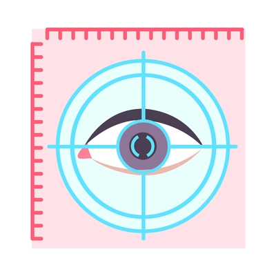 Biometric authentication technology recognition by eye retina flat concept icon vector illustration