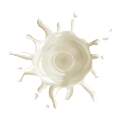 Milk splash and drops top view realistic vector illustration