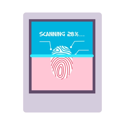 Biometric authentication technology flat icon with electronic device scanning fingerprint vector illustration