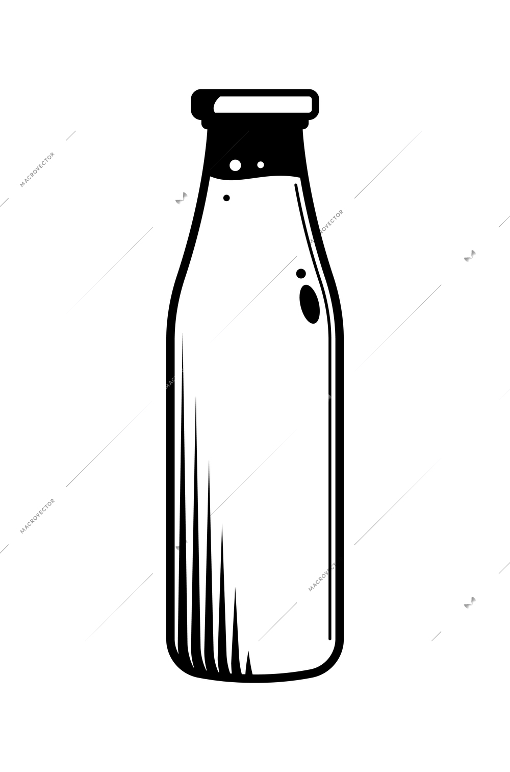 Milk farm engraving hand drawn composition with isolated monochrome image of bottle with milk vector illustration