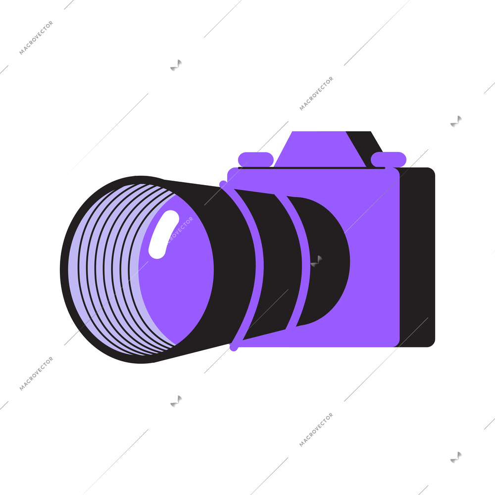 Photo session flat composition with isolated image of photo camera vector illustration