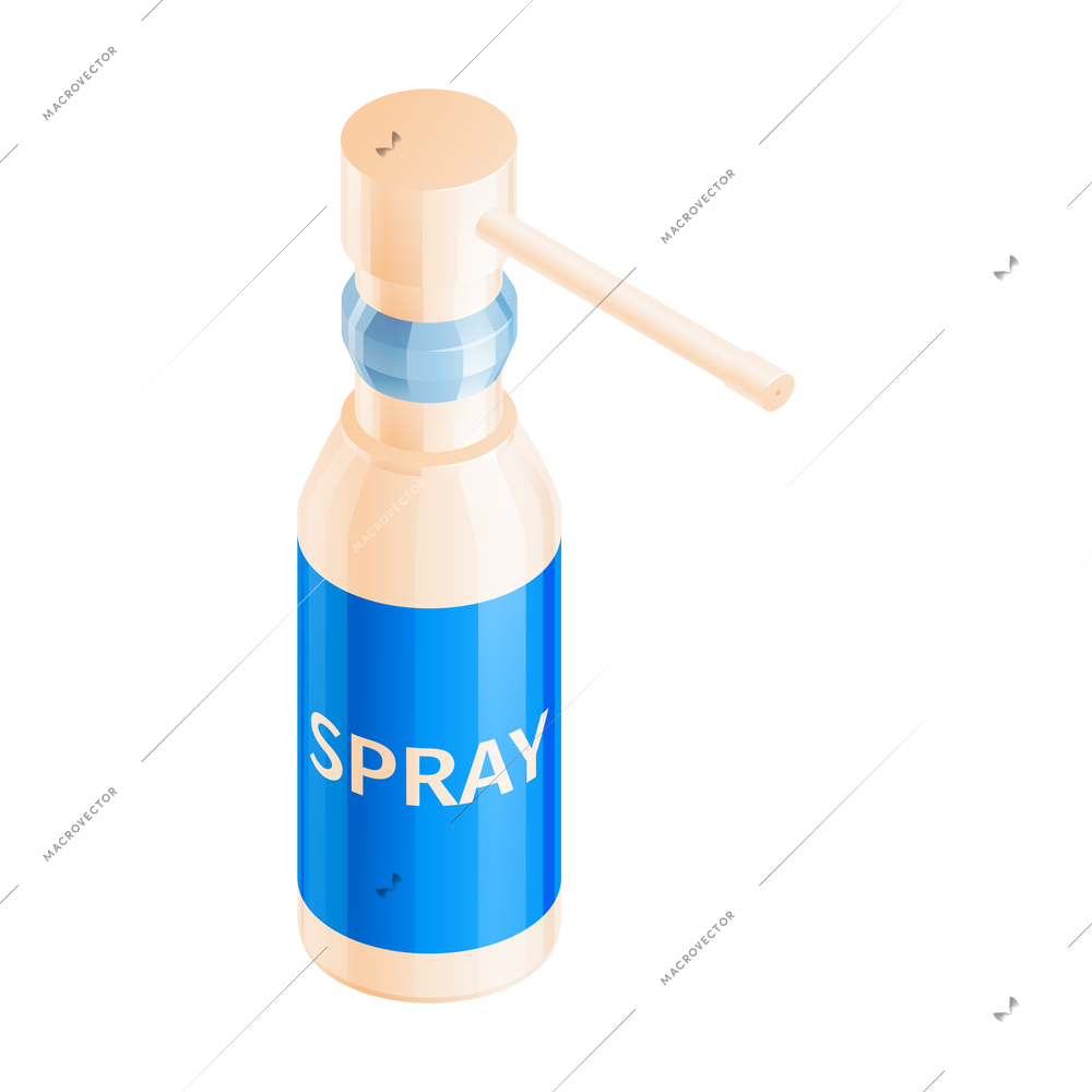 Isometric medicine pharmacy composition with isolated image of spray on blank background vector illustration