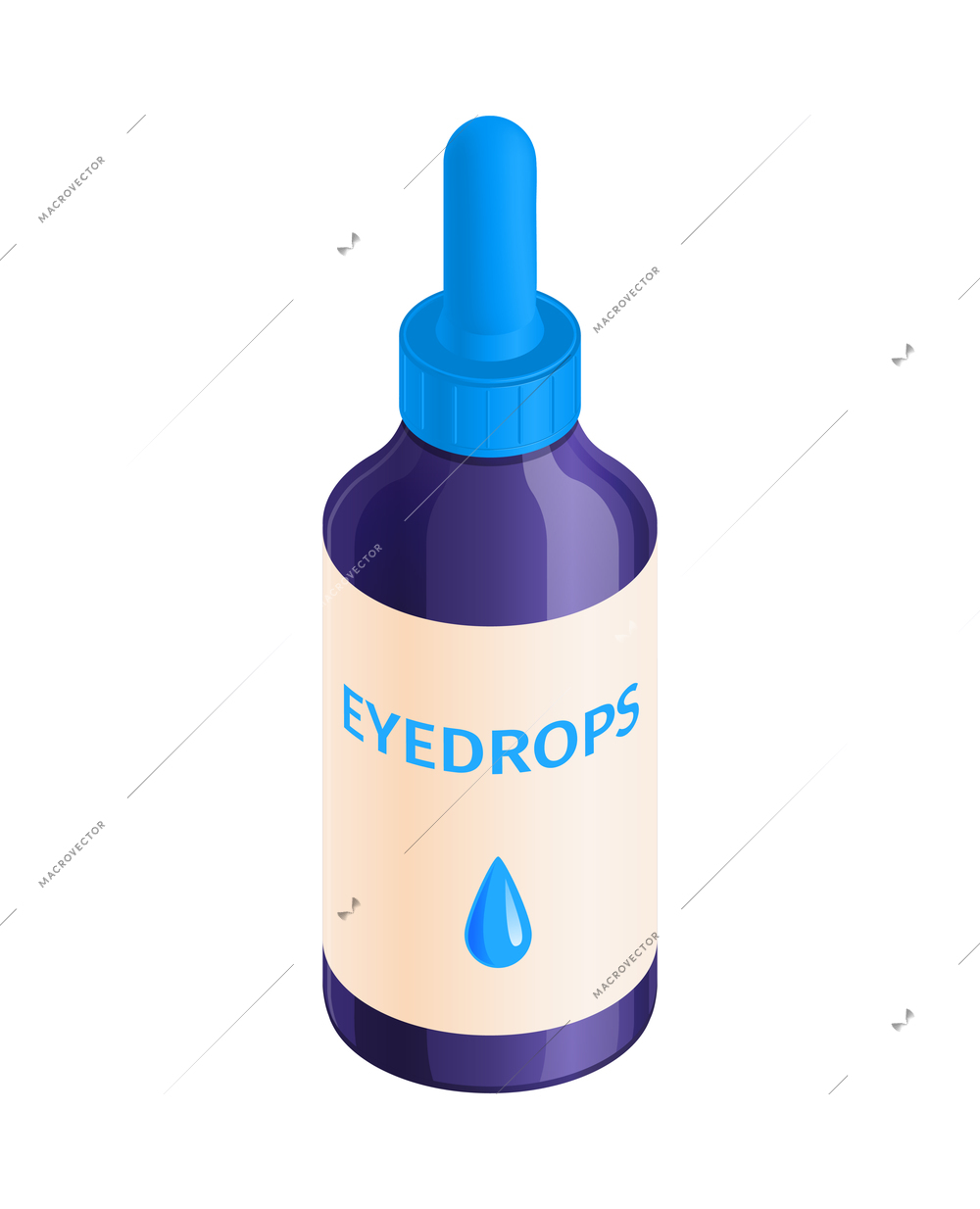 Isometric medicine pharmacy composition with isolated image of eyedrops on blank background vector illustration