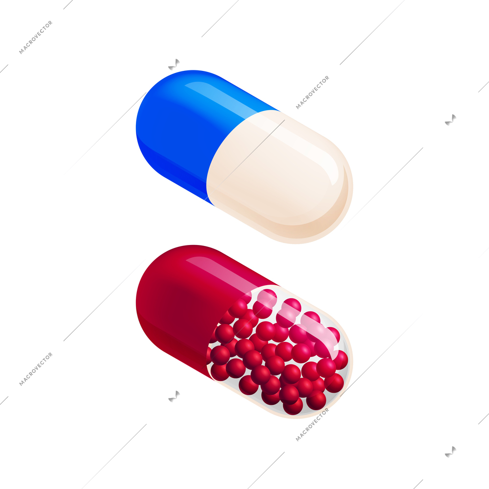 Isometric medicine pharmacy composition with isolated image of pills in capsules on blank background vector illustration