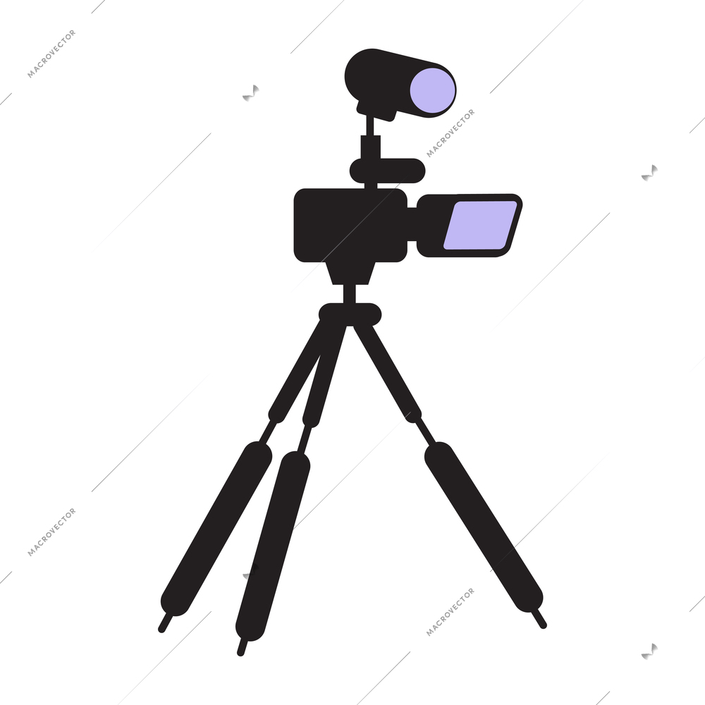 Photo session flat composition with isolated image of professional camera on tripod stand vector illustration