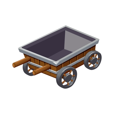 Mining game design composition with isolated image of cart vector illustration