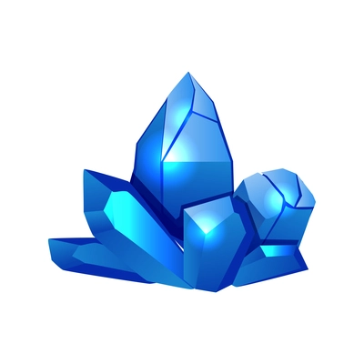 Mining game design composition with isolated image of blue crystals vector illustration