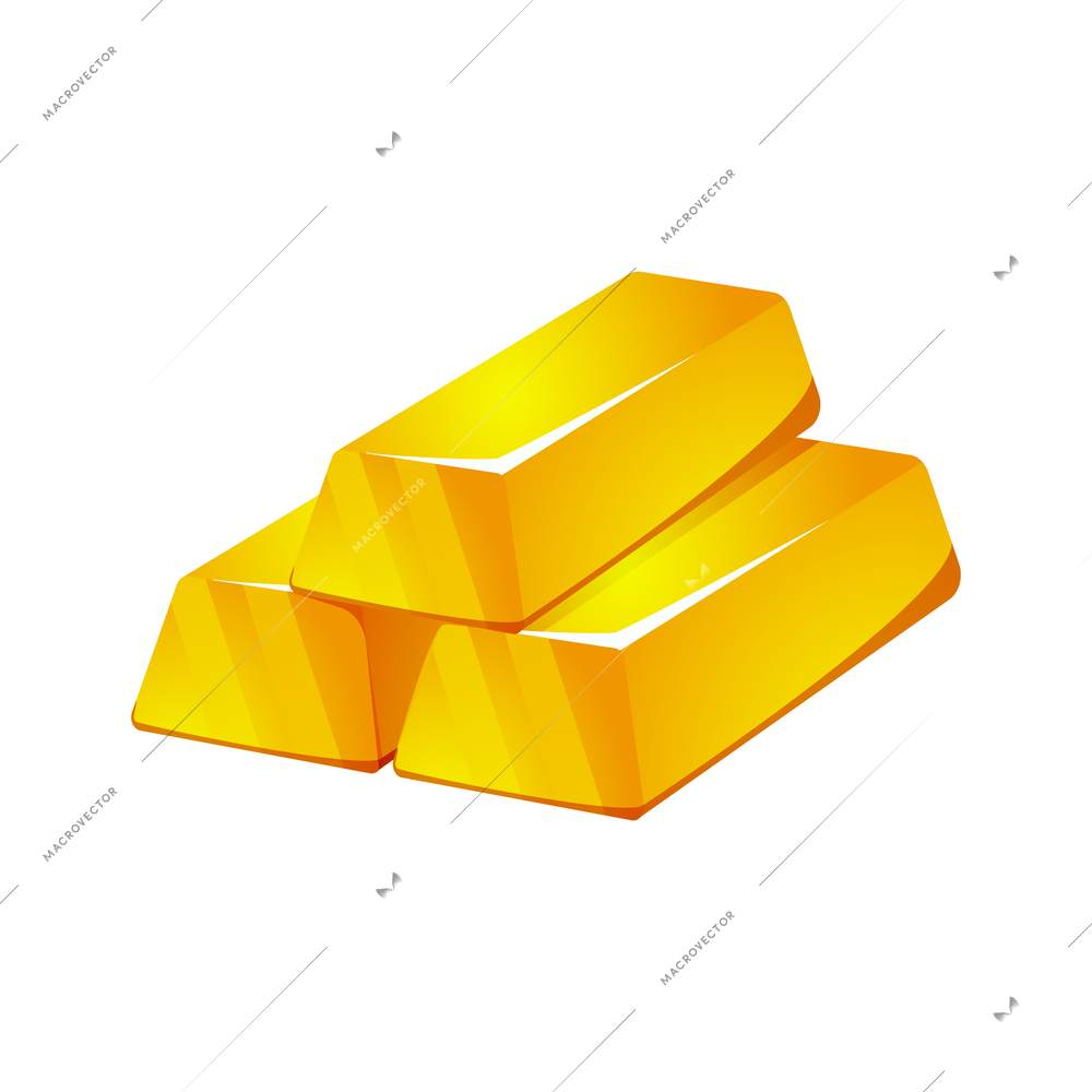 Mining game design composition with isolated image of golden bars vector illustration
