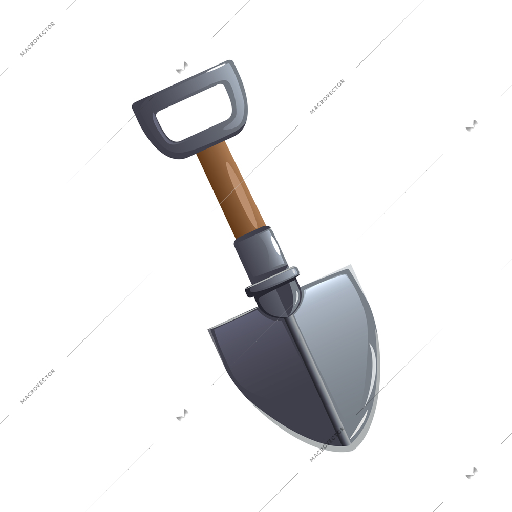 Mining game design composition with isolated image of shovel vector illustration