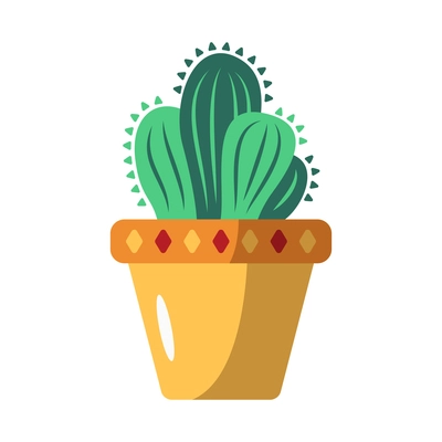 Day of dead as mexican ethnic holiday cartoon composition with isolated image of cactus in pot vector illustration