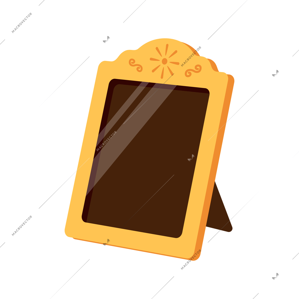 Day of dead as mexican ethnic holiday cartoon composition with isolated image of black mirror in golden frame vector illustration