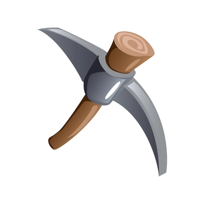 Mining game design composition with isolated image of pick axe vector illustration