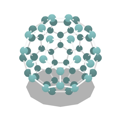 Nanotechnology isometric composition with isolated image of ball shaped atomic lattice vector illustration