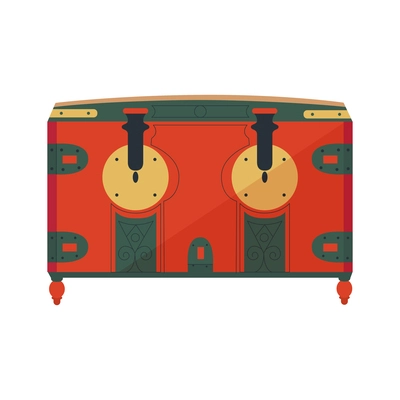 18th 19th century old town fashion composition with isolated icon of vintage chest vector illustration