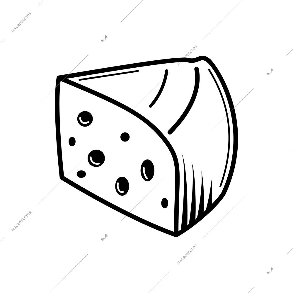 Milk farm engraving hand drawn composition with isolated monochrome image of cheese segment vector illustration